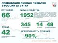 За прошедшие сутки в России потушены 66 лесных пожаров в 19 регионах