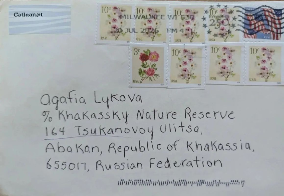 Агафье Лыковой пришло письмо из Америки
